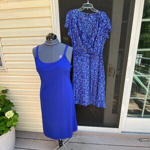 Cottagecore A-line, sheer overlay, blue cocktail/party dress size 16